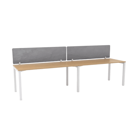 Axis 2 User Single Sided Workstation with AcoustiQ Screens 2 X (1200 X 600) white - powdercoat new - oak - melamine - Office Furniture Company