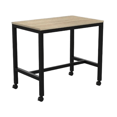Axis Mobile Bar Leaner 1200x600 / New Oak / Black Powdercoat