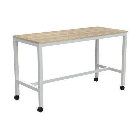 Axis Mobile Bar Leaner 1200x600 / New Oak / White Powdercoat