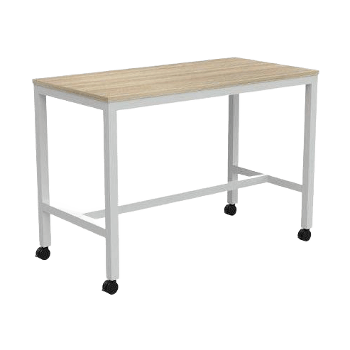 Axis Mobile Bar Leaner 1200x750 / New Oak / White Powdercoat