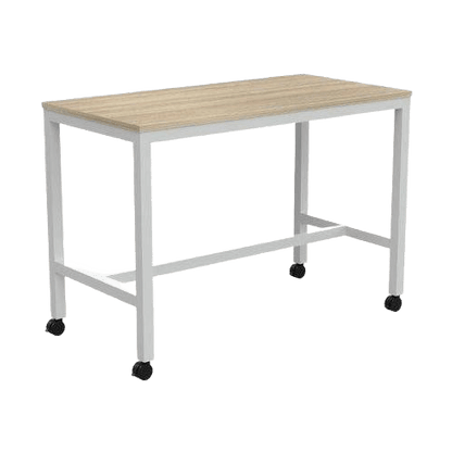 Axis Mobile Bar Leaner 1200x750 / New Oak / White Powdercoat