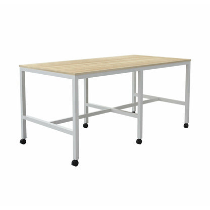 Axis Mobile Bar Leaner 1800x900 / New Oak / White Powdercoat