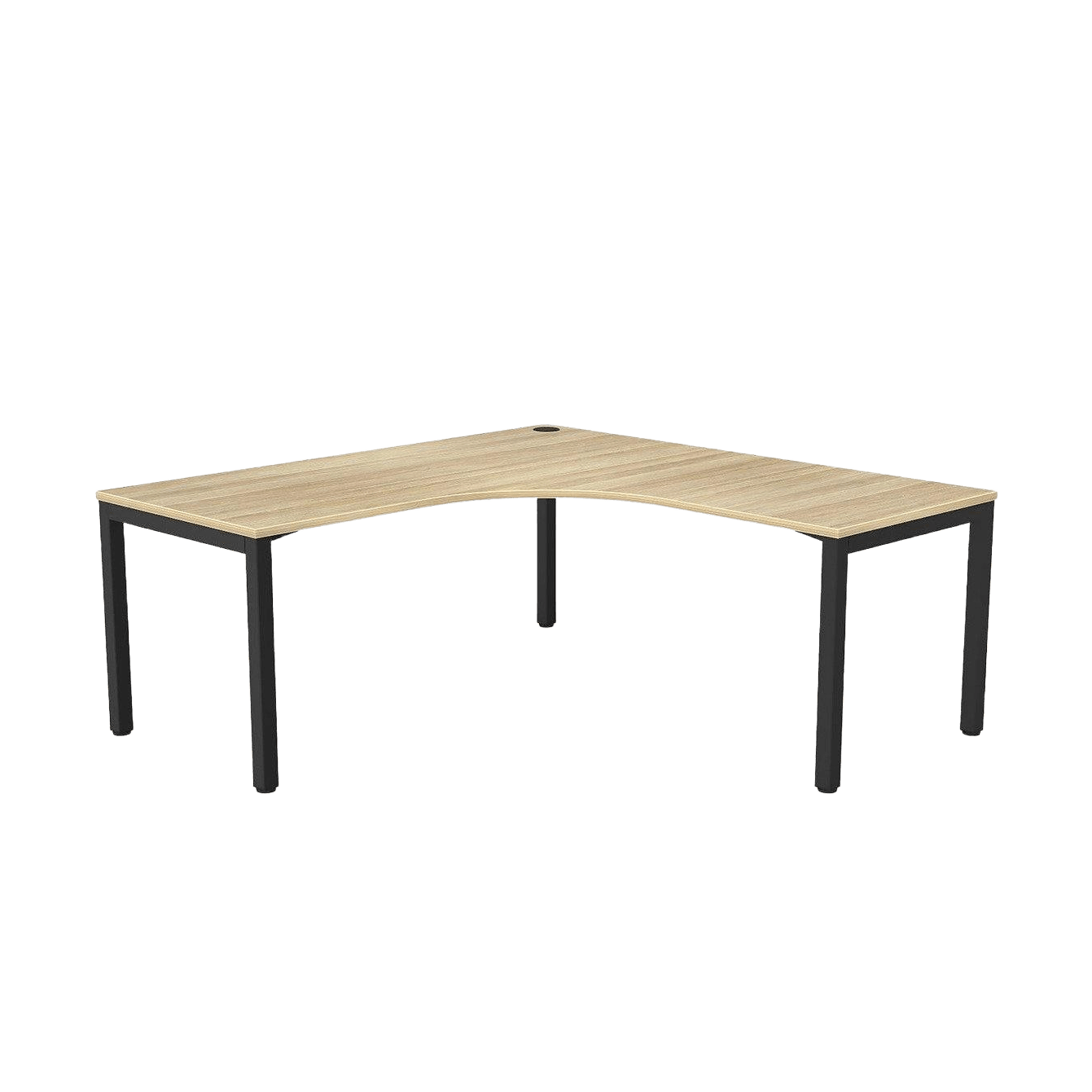 Axis Single Corner Office Desk 1800x1800x600 Black Powdercoat New Oak