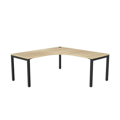 Axis Single Corner Office Desk 1800x1800x600 Black Powdercoat New Oak