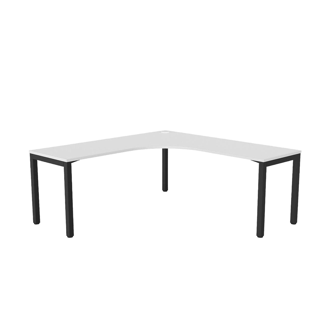 Axis Single Corner Office Desk 1800x1800x600 Black Powdercoat White