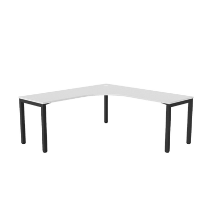 Axis Single Corner Office Desk 1800x1800x600 Black Powdercoat White
