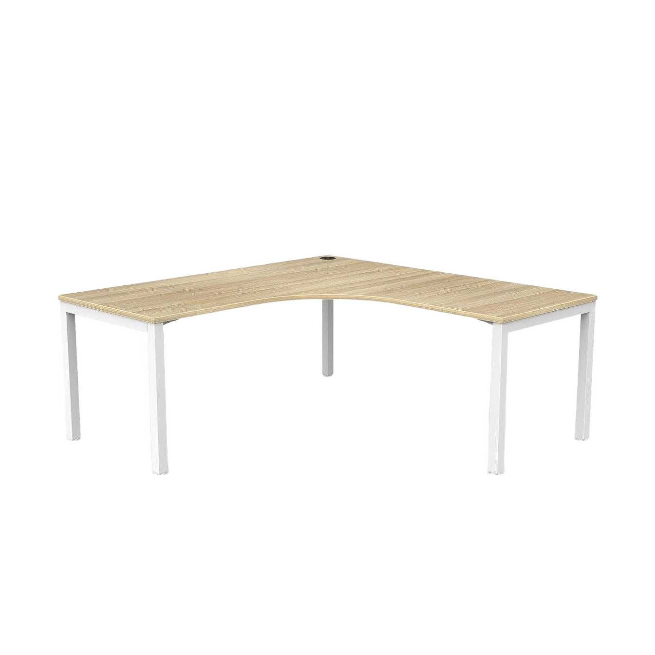 Axis Single Corner Office Desk 1800x1800x600 White Powdercoat New Oak