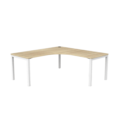 Axis Single Corner Office Desk 1800x1800x600 White Powdercoat New Oak