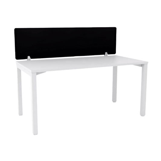 Axis Single Desk With AcoustiQ Screen 1200 X 600 white - powdercoat white - melamine - Office Furniture Company