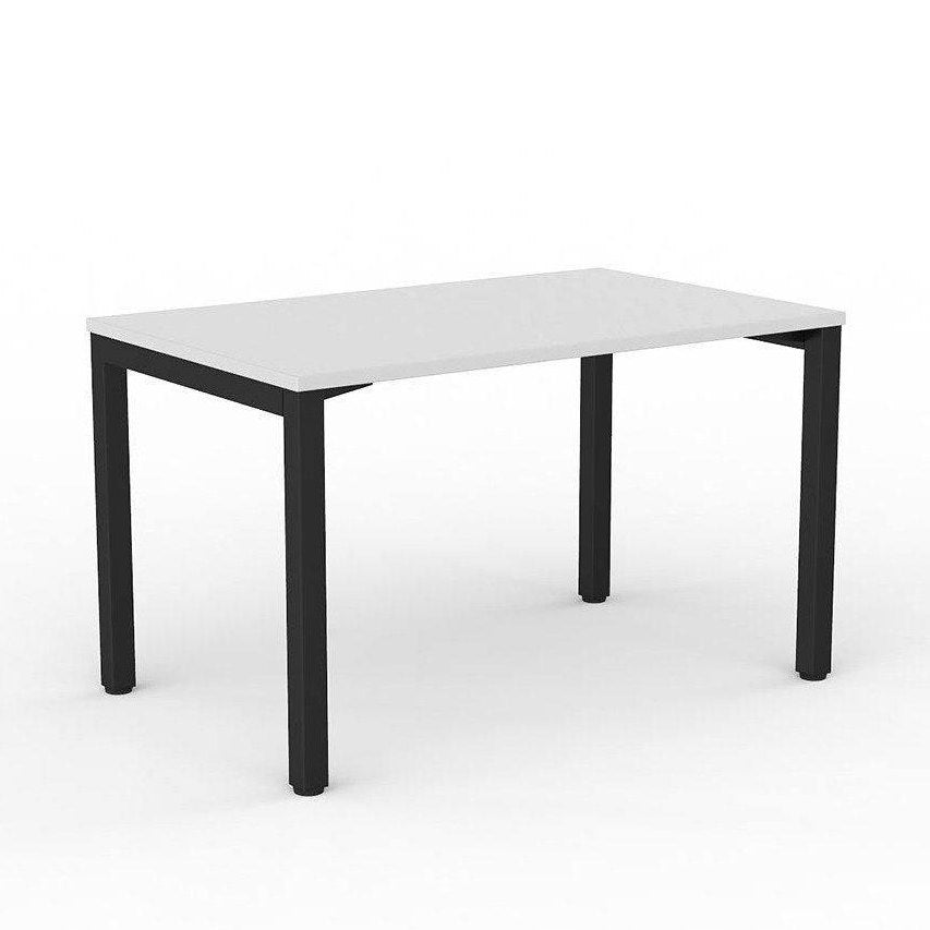 Axis Single Straight Office Desk 1200 X 750 black - powdercoat white - melamine - Office Furniture Company