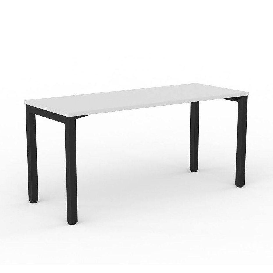 Axis Single Straight Office Desk 1500 X 600 black - powdercoat white - melamine - Office Furniture Company