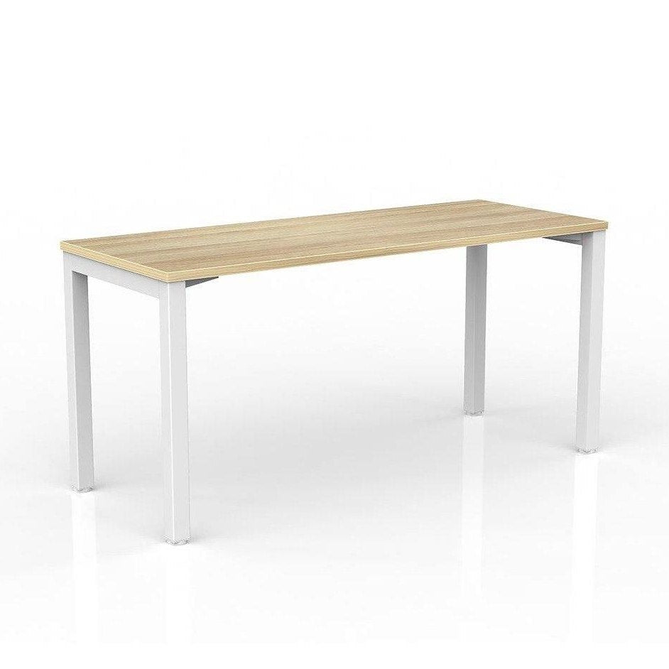 Axis Single Straight Office Desk 1500 X 600 white - powdercoat new - oak - melamine - Office Furniture Company