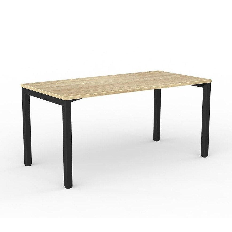 Axis Single Straight Office Desk 1500 X 750 black - powdercoat new - oak - melamine - Office Furniture Company