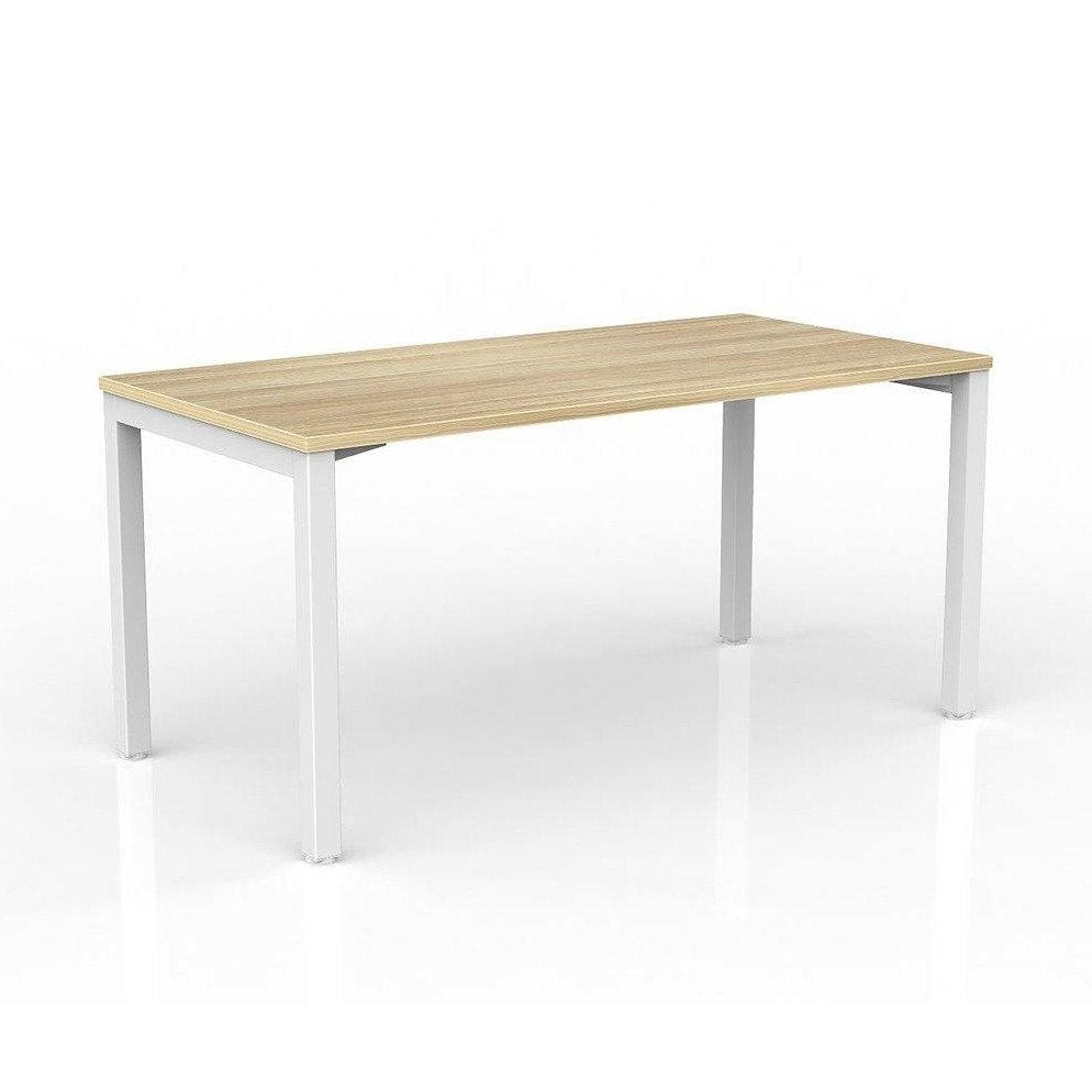 Axis Single Straight Office Desk 1500 X 750 white - powdercoat new - oak - melamine - Office Furniture Company