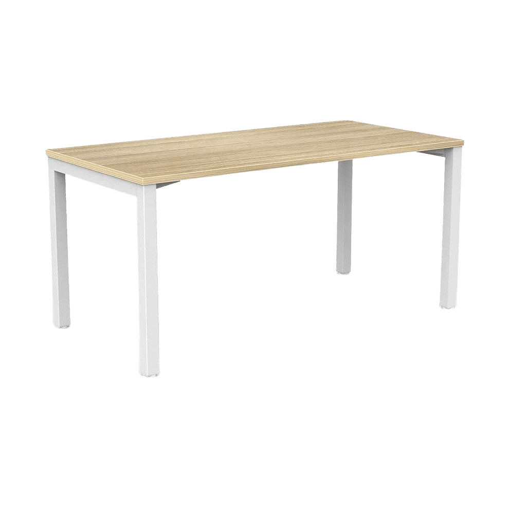 Axis Single Straight Office Desk 1600 X 600 white - powdercoat new - oak - melamine - Office Furniture Company