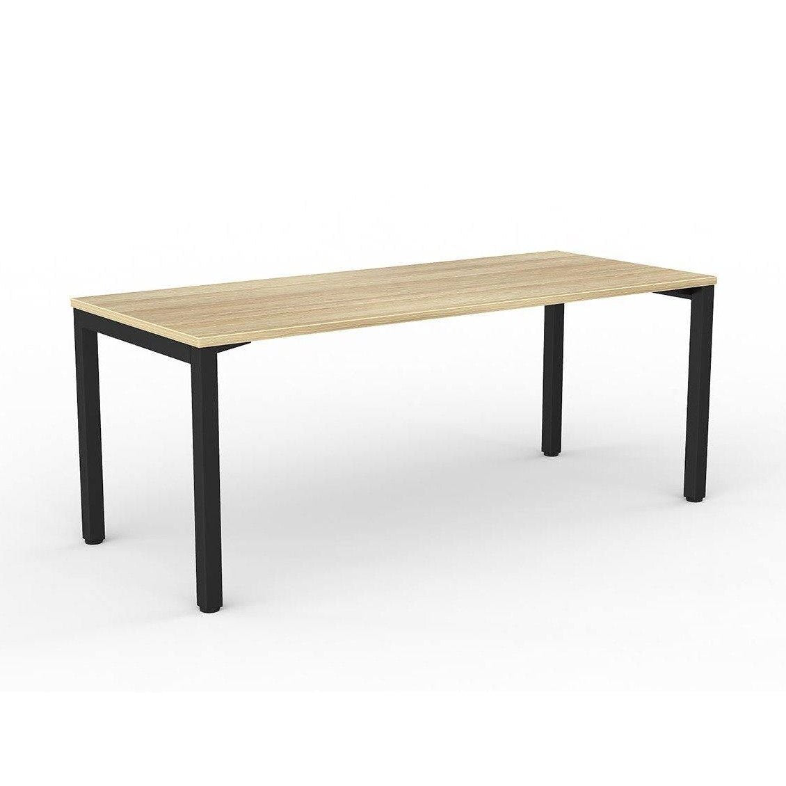 Axis Single Straight Office Desk 1800 X 600 black - powdercoat new - oak - melamine - Office Furniture Company
