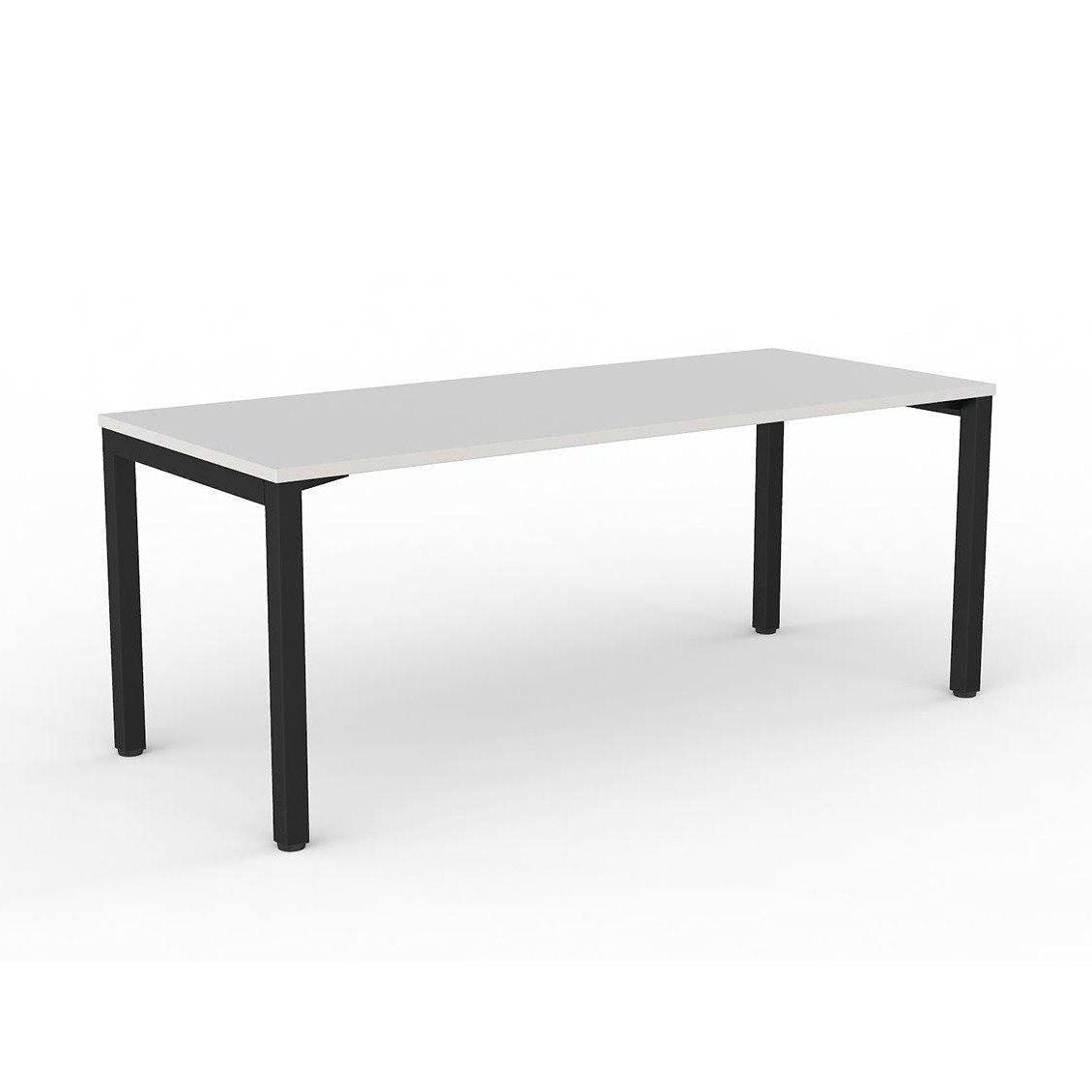 Axis Single Straight Office Desk 1800 X 600 black - powdercoat white - melamine - Office Furniture Company