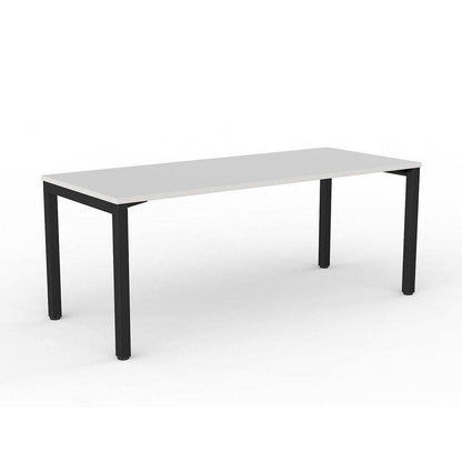 Axis Single Straight Office Desk 1800 X 600 black - powdercoat white - melamine - Office Furniture Company
