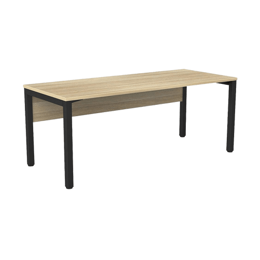 Axis Single Straight Office Desk with Modesty 1500 X 600 black - powdercoat new - oak - melamine - Office Furniture Company
