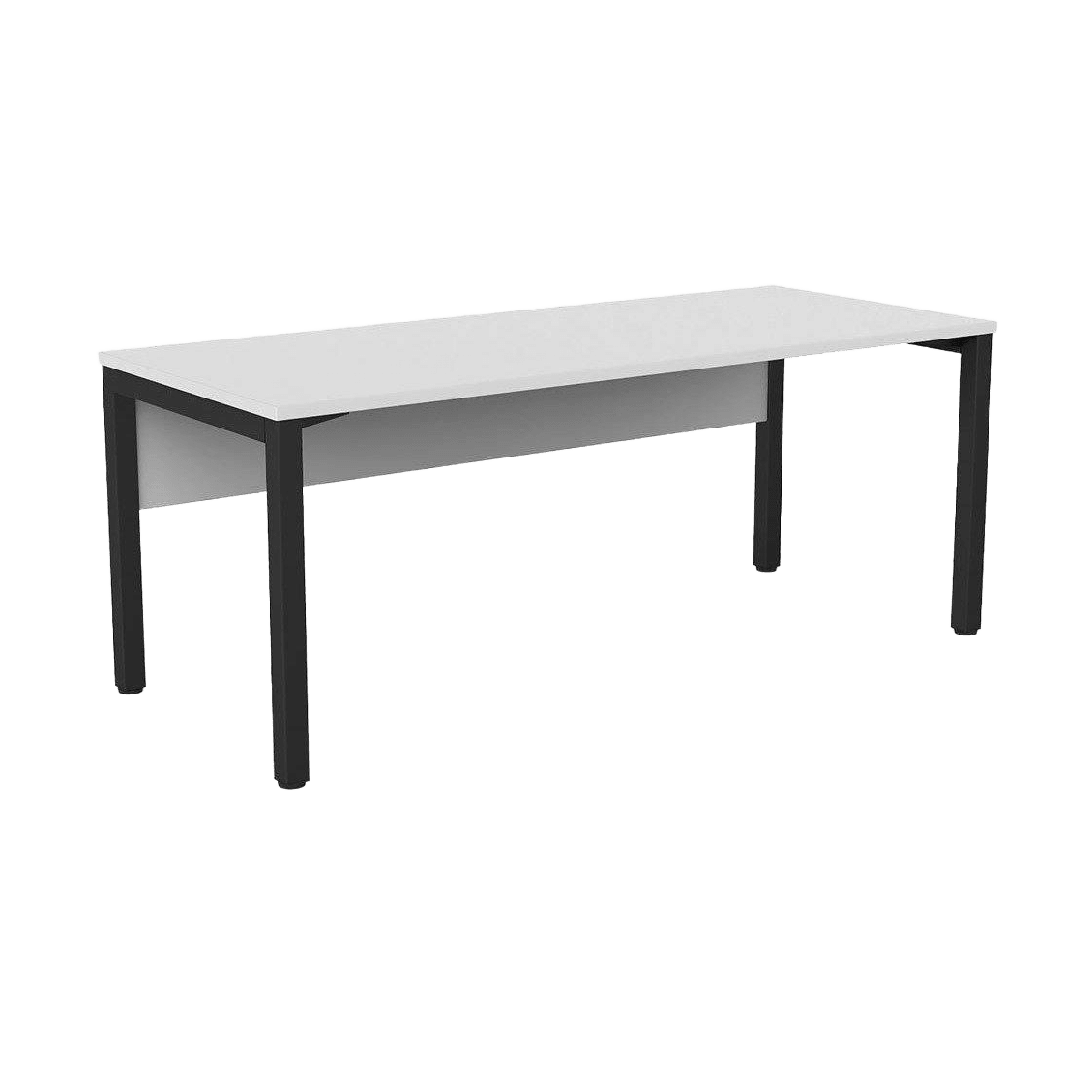 Axis Single Straight Office Desk with Modesty 1500 X 600 black - powdercoat white - melamine - Office Furniture Company