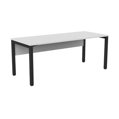 Axis Single Straight Office Desk with Modesty 1500 X 600 black - powdercoat white - melamine - Office Furniture Company