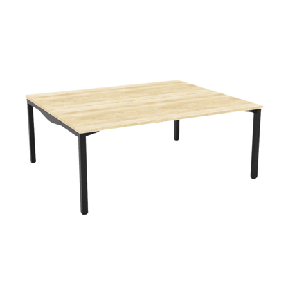 Axis Stretch Double Sided Desk 2 Persons 2 X ( 1200 X 600 ) New Oak Melamine Black Powdercoat - Office Furniture Company