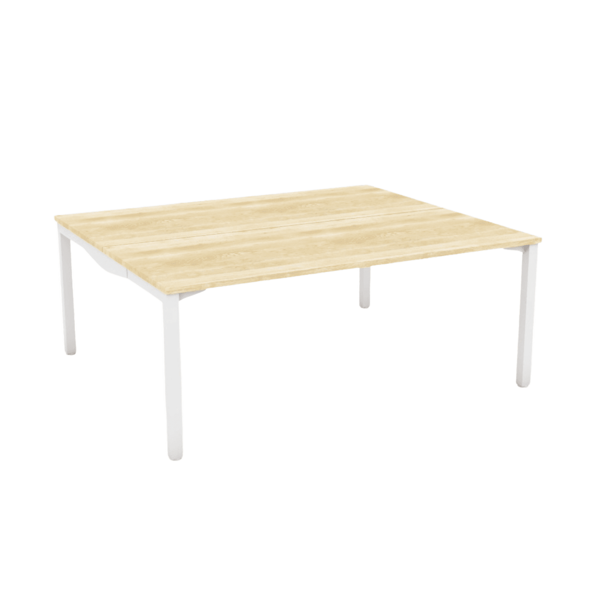 Axis Stretch Double Sided Desk 2 Persons 2 X ( 1200 X 600 ) New Oak Melamine White Powdercoat - Office Furniture Company