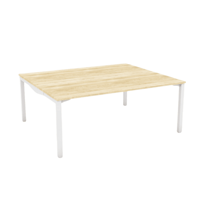 Axis Stretch Double Sided Desk 2 Persons 2 X ( 1200 X 600 ) New Oak Melamine White Powdercoat - Office Furniture Company