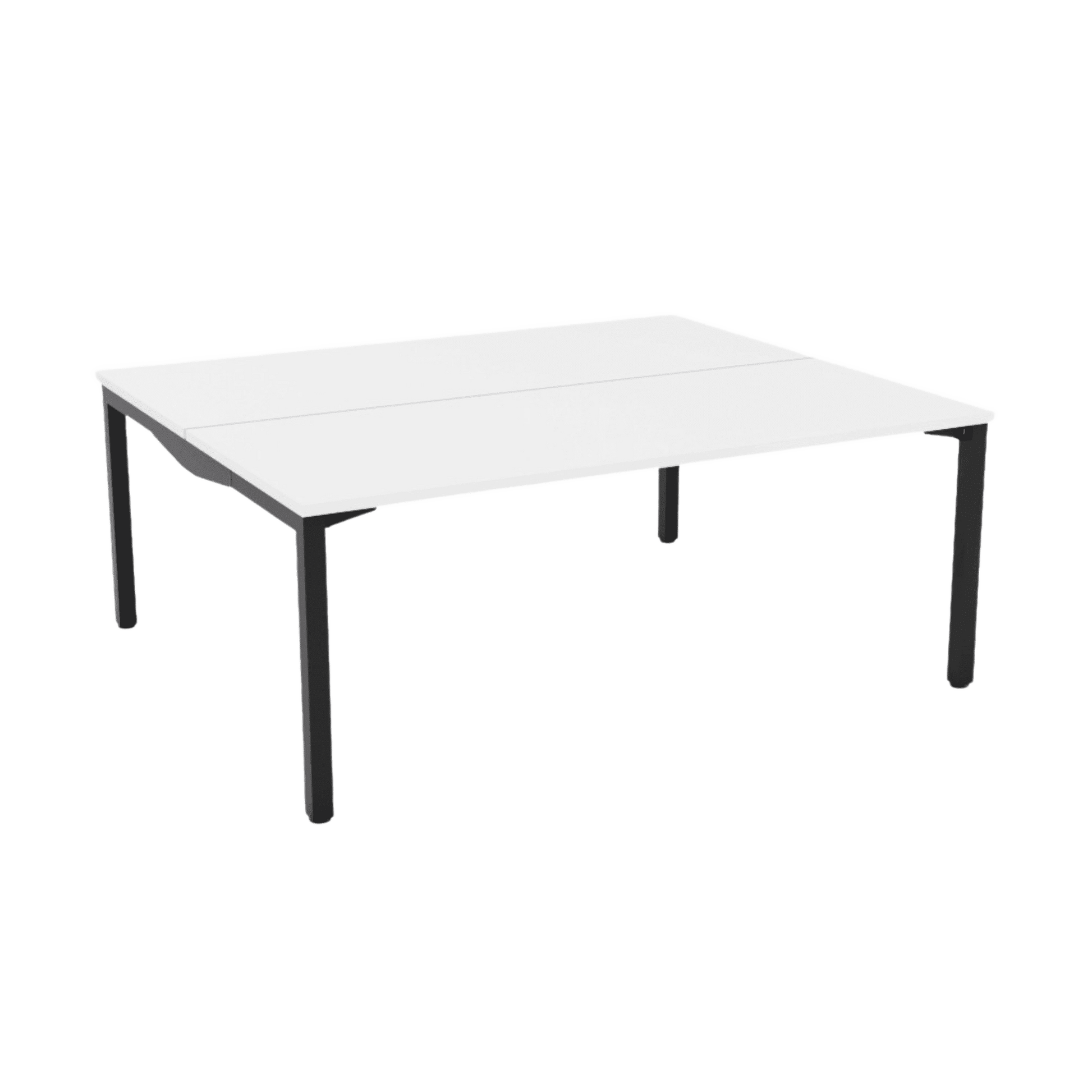 Axis Stretch Double Sided Desk 2 Persons 2 X ( 1200 X 600 ) White Melamine Black Powdercoat - Office Furniture Company