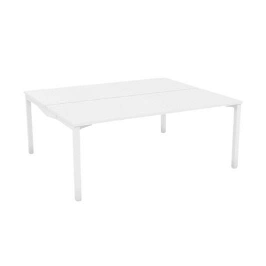 Axis Stretch Double Sided Desk 2 Persons 2 X ( 1200 X 600 ) White Melamine White Powdercoat - Office Furniture Company