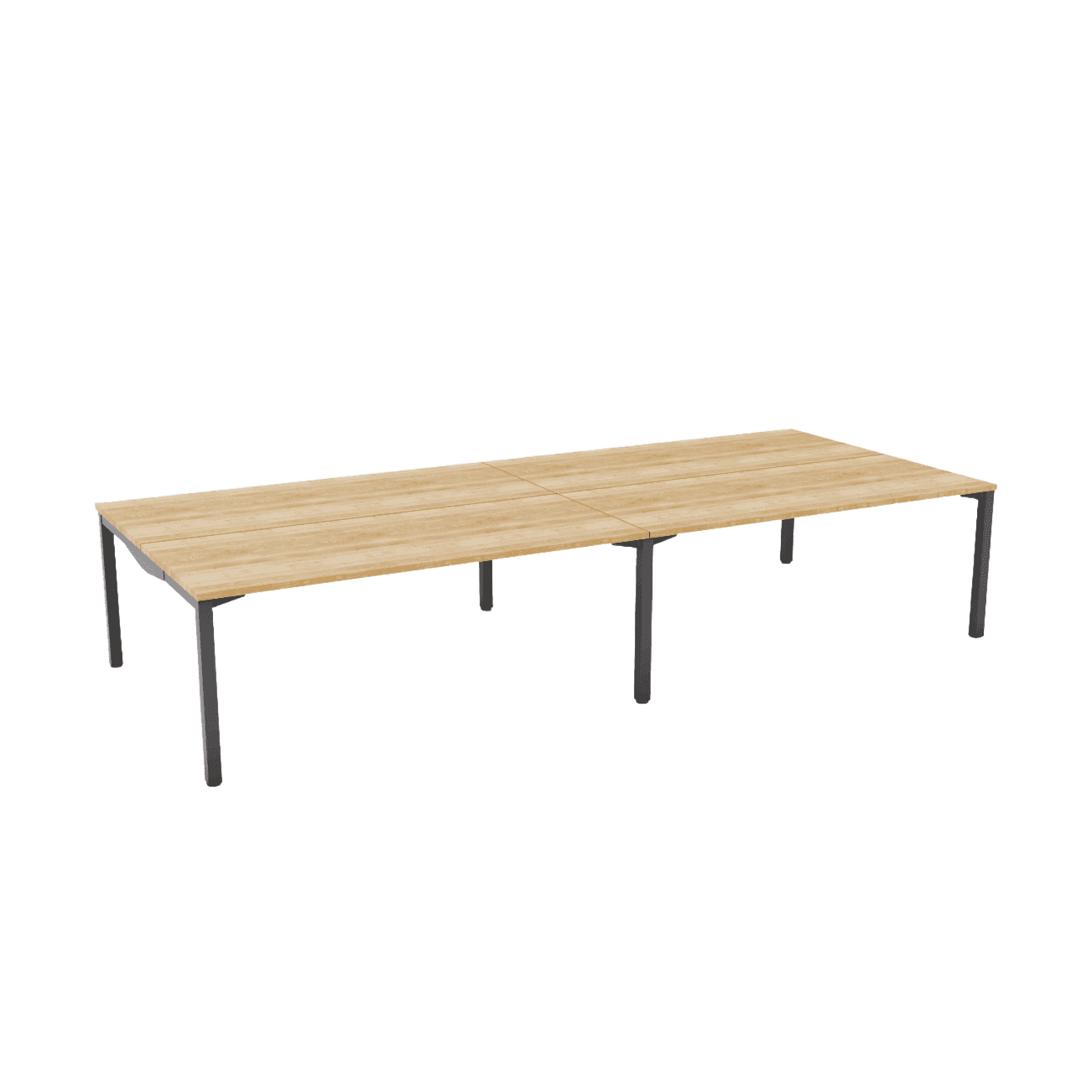 Axis Stretch Double Sided Desk 4 Persons 4 x 1200x600 New Oak Black Powdercoat