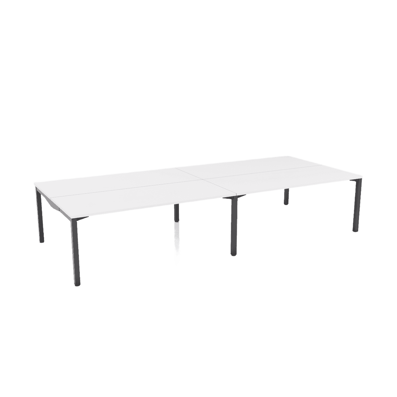 Axis Stretch Double Sided Desk 4 Persons 4 x 1200x600 White Black Powdercoat