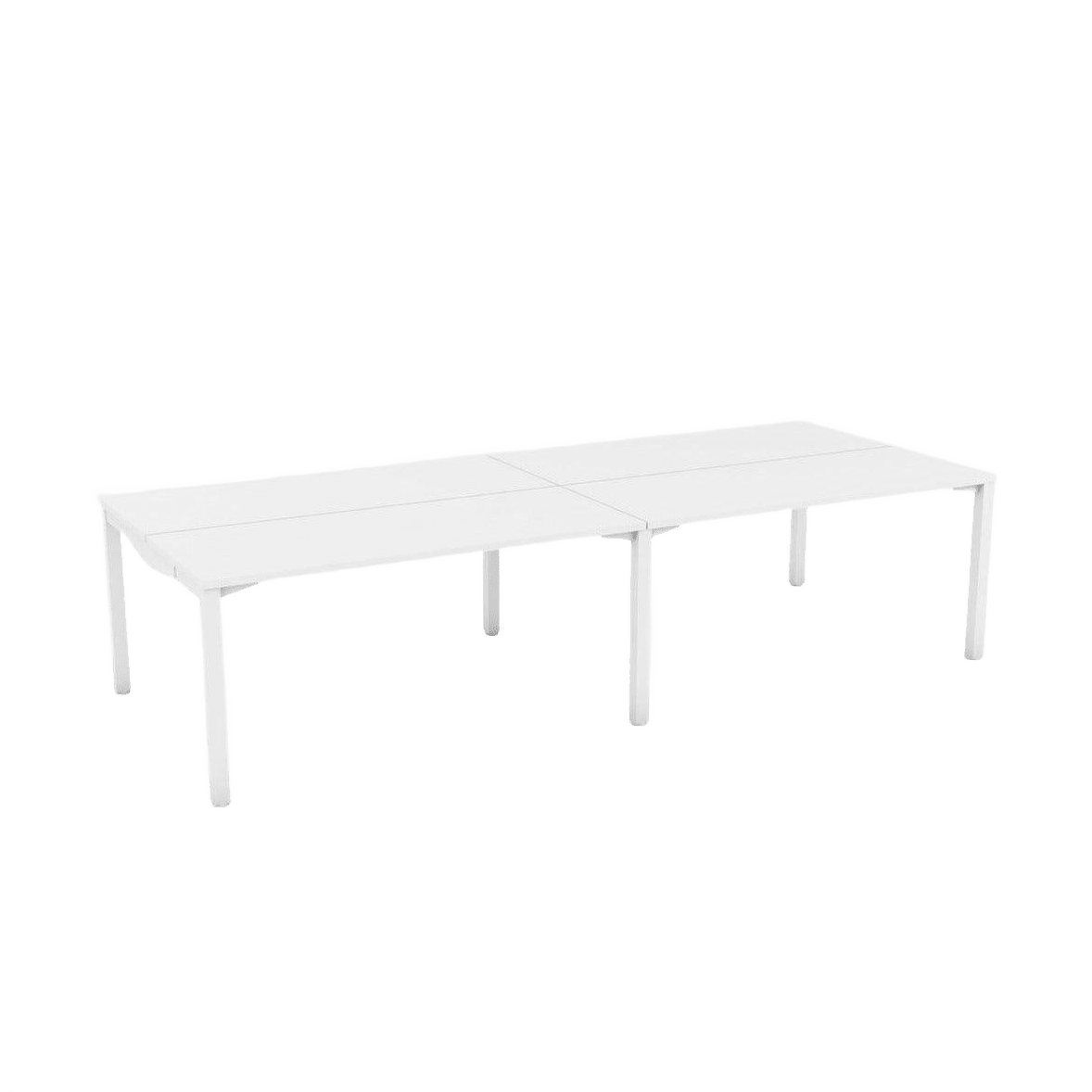 Axis Stretch Double Sided Desk 4 Persons 4 x 1200x600 White White Powdercoat