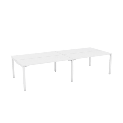 Axis Stretch Double Sided Desk 4 Persons 4 x 1200x600 White White Powdercoat
