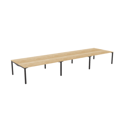 Axis Stretch Double Sided Desk 6 Persons 6 x 1200x600 / New Oak / Black Powdercoat