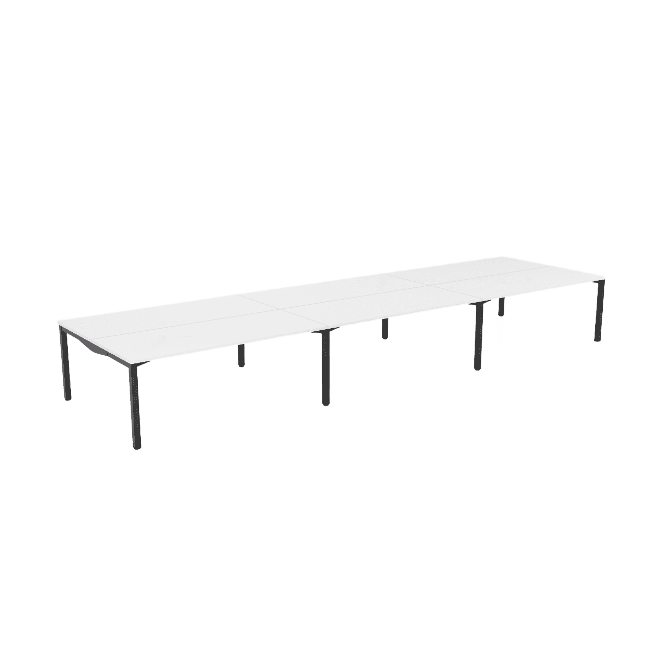 Axis Stretch Double Sided Desk 6 Persons 6 x 1200x600 / White / Black Powdercoat