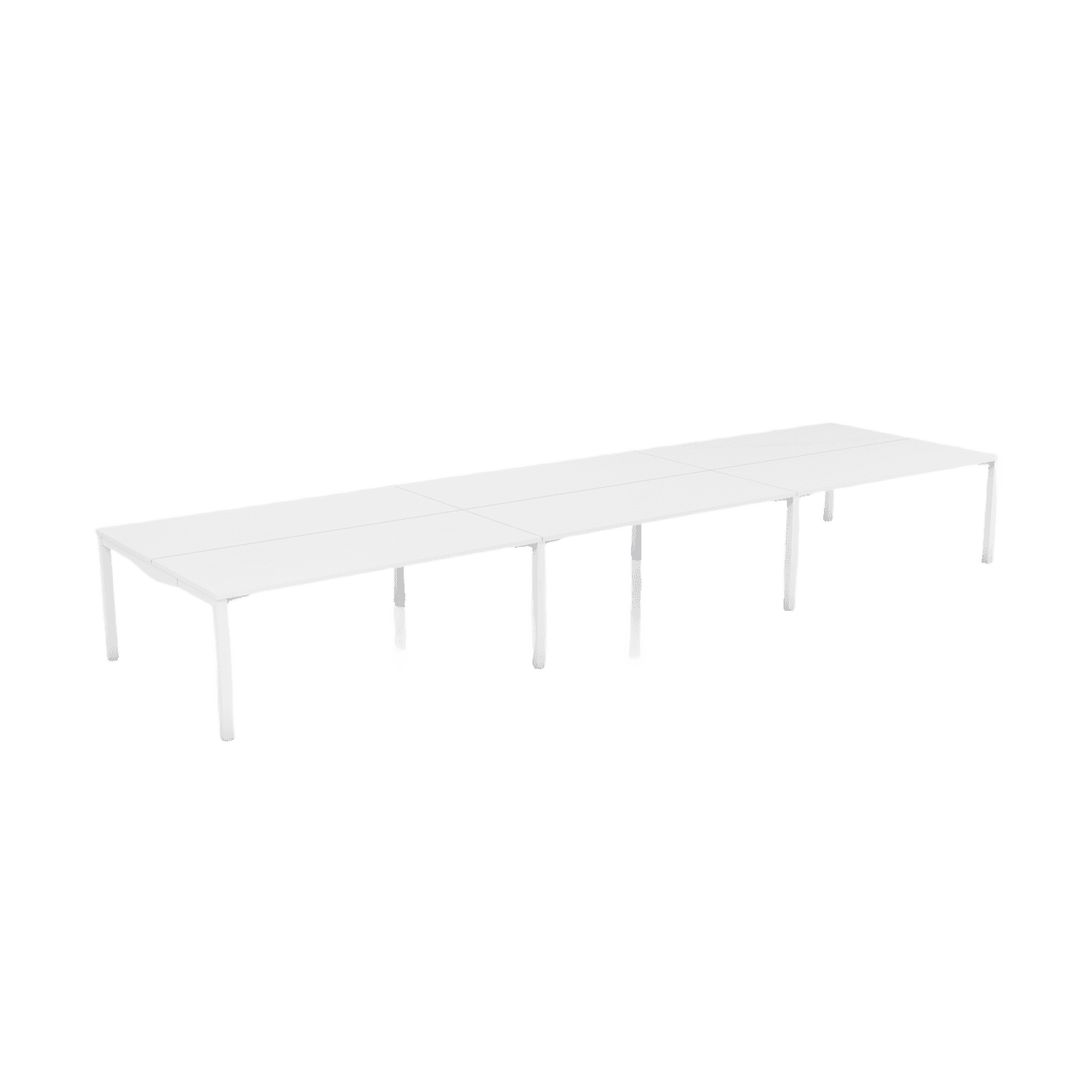 Axis Stretch Double Sided Desk 6 Persons 6 x 1200x600 / White / White Powdercoat