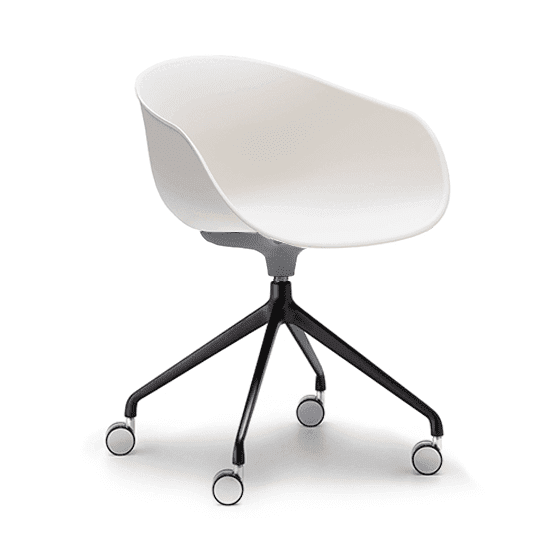 Ayla PP Chair cream 4 Way Black Swivel Fixed Height - Office Furniture Company