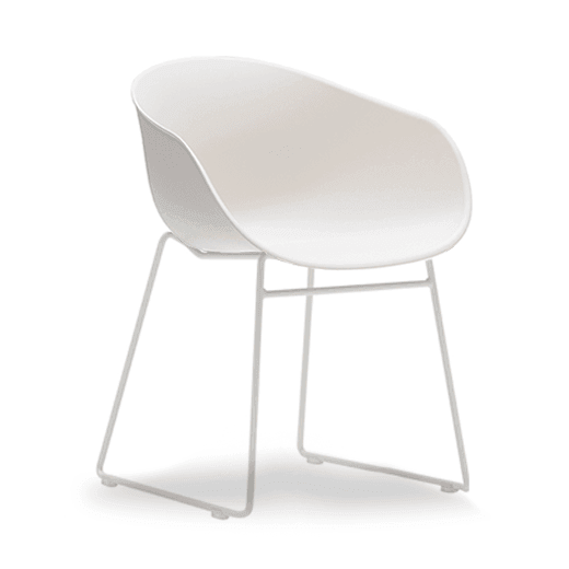 Ayla PP Chair cream White Sled Base - Office Furniture Company
