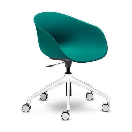 Ayla PP Chair emerald 5 Way White Swivel Adjustable Height - Office Furniture Company