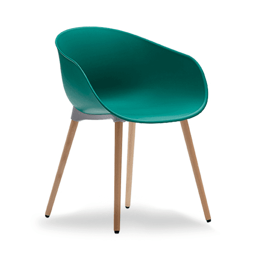 Ayla PP Chair emerald Beech Timber Legs - Office Furniture Company