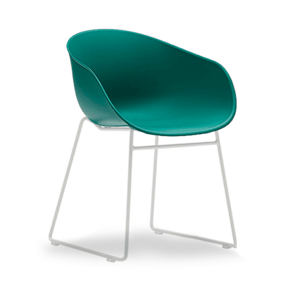 Ayla PP Chair emerald White Sled Base - Office Furniture Company