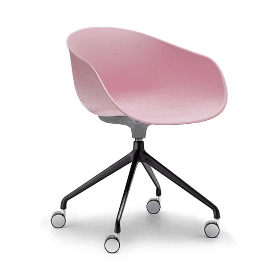 Ayla PP Chair pink 4 Way Black Swivel Fixed Height - Office Furniture Company
