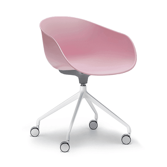 Ayla PP Chair pink 4 Way White Swivel Fixed Height - Office Furniture Company