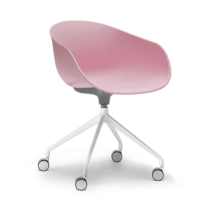 Ayla PP Chair pink 4 Way White Swivel Fixed Height - Office Furniture Company