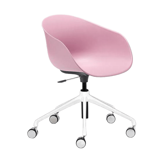 Ayla PP Chair pink 5 Way White Swivel Adjustable Height - Office Furniture Company