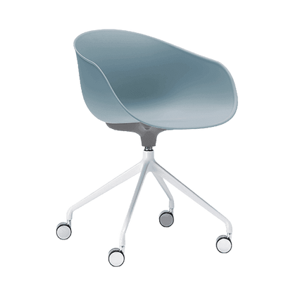 Ayla PP Chair sky - blue 4 Way White Swivel Fixed Height - Office Furniture Company