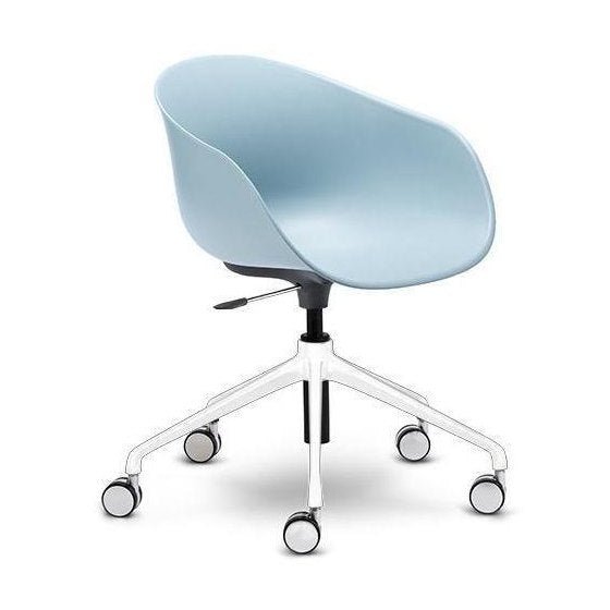 Ayla PP Chair sky - blue 5 Way White Swivel Adjustable Height - Office Furniture Company