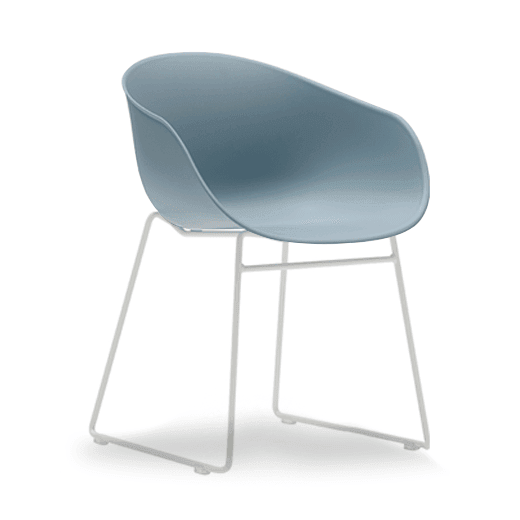 Ayla PP Chair sky - blue White Sled Base - Office Furniture Company