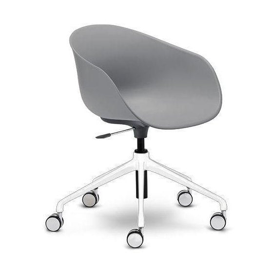 Ayla PP Chair stoney - grey 5 Way White Swivel Adjustable Height - Office Furniture Company